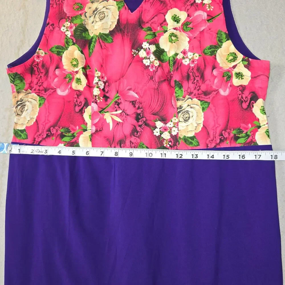 Patrick Kdep Purple Floral Colorblock Midi Dress Statement Garden Party Colorful
